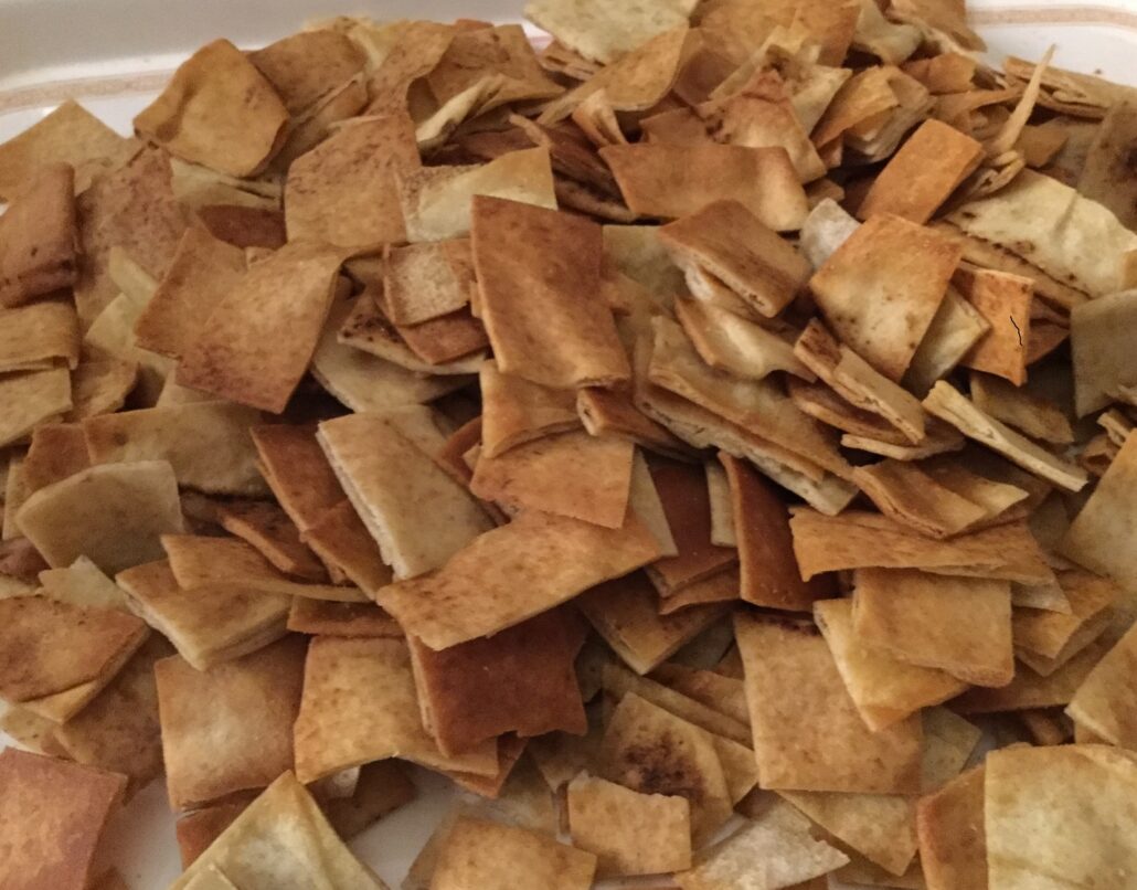 Homemade croutons from leftover bread