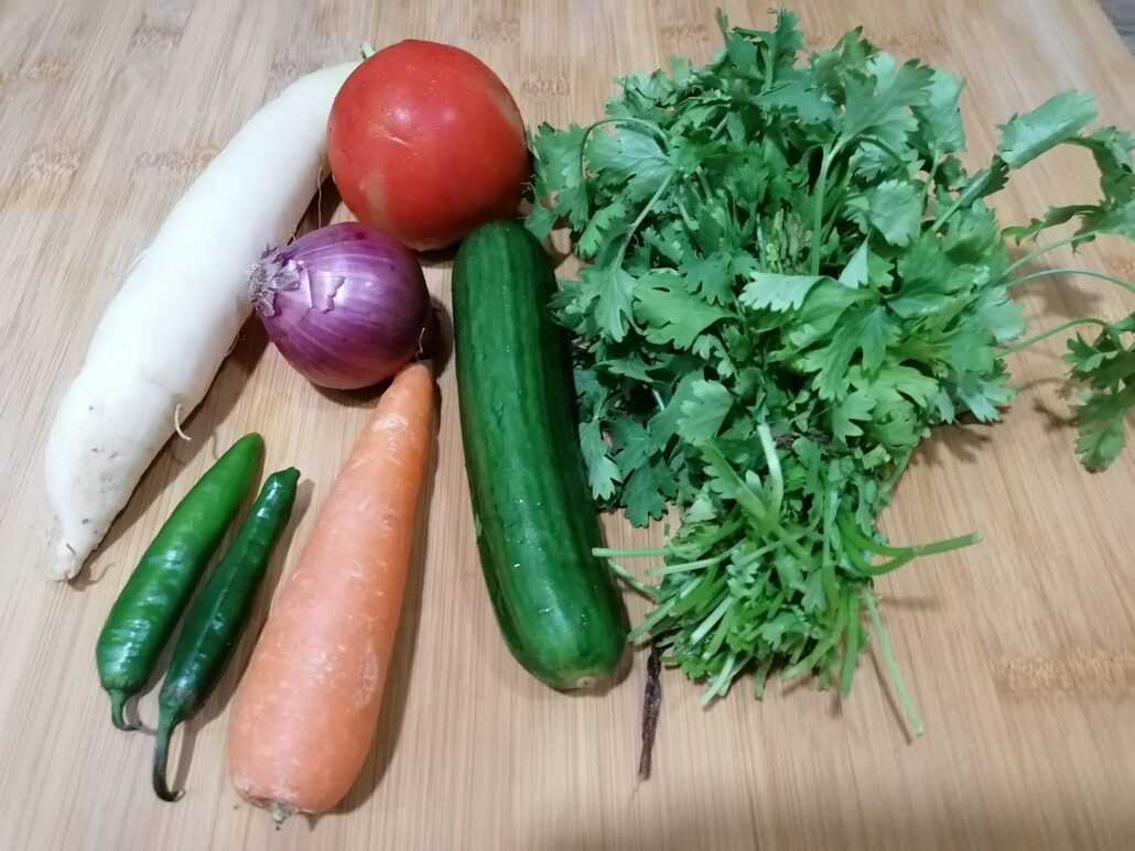Ingredients of garden salad