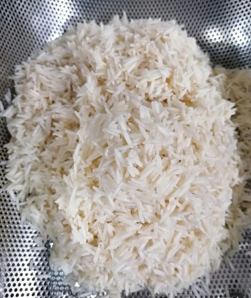 Soaked and drained rice